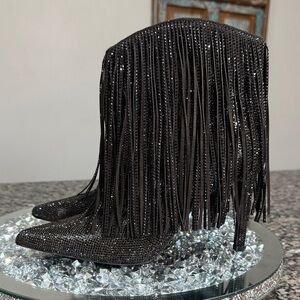 INC International Concepts Glittering Black Rhinestone Boots NEW 7.5
